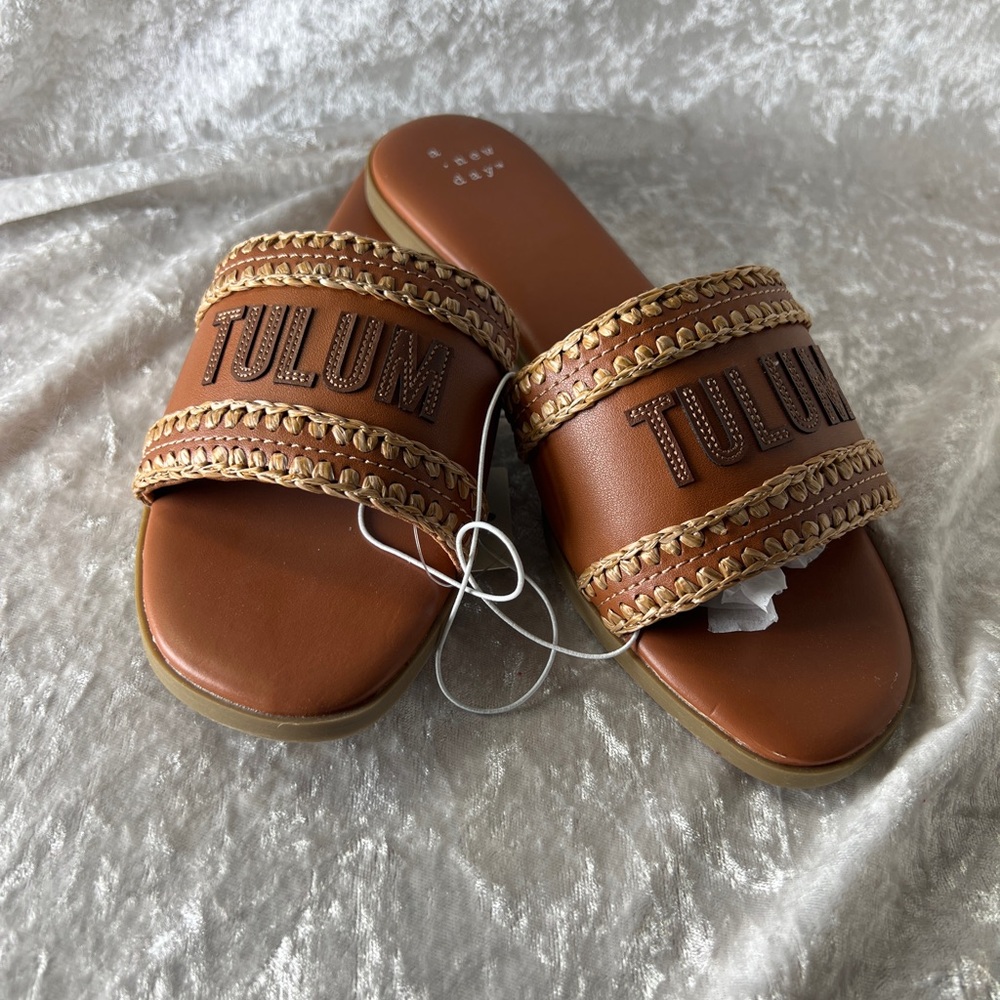Tulum Braided Slide Sandals - Brown